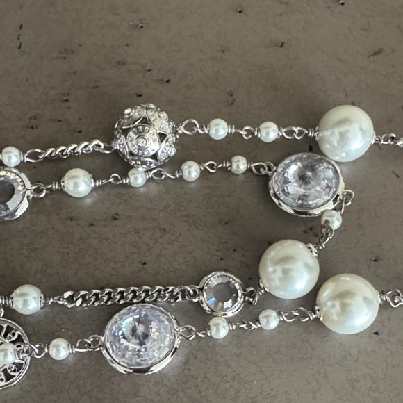 Henri Bendel Multi-Strand Glass Pearl and Crystal Silver Necklace - Picture 4 of 14